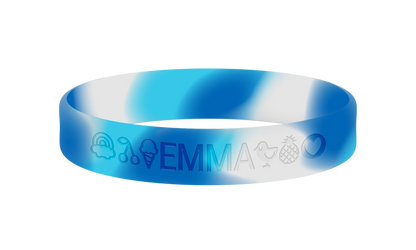 Camouflage blauwe SOS armband kind met naam en telefoon