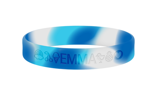 Camouflage blauwe SOS armband kind met naam en telefoon