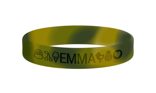 Camouflage groene SOS armband kind met naam en nummer