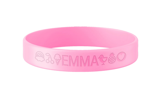 Lichtroze SOS armband kind met naam en telefoonnummer