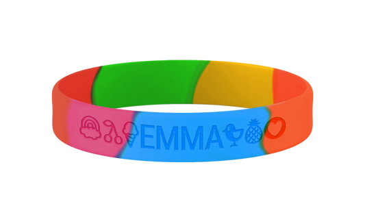 Regenboog SOS armband kind met naam en noodnummer