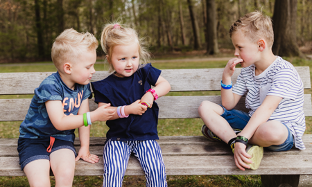 Sunset SOS armband kind met naam en telefoonnummer
