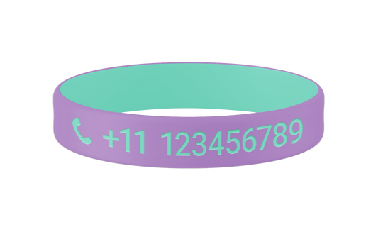 Lila Joy SOS armband kind met naam en telefoonnummer
