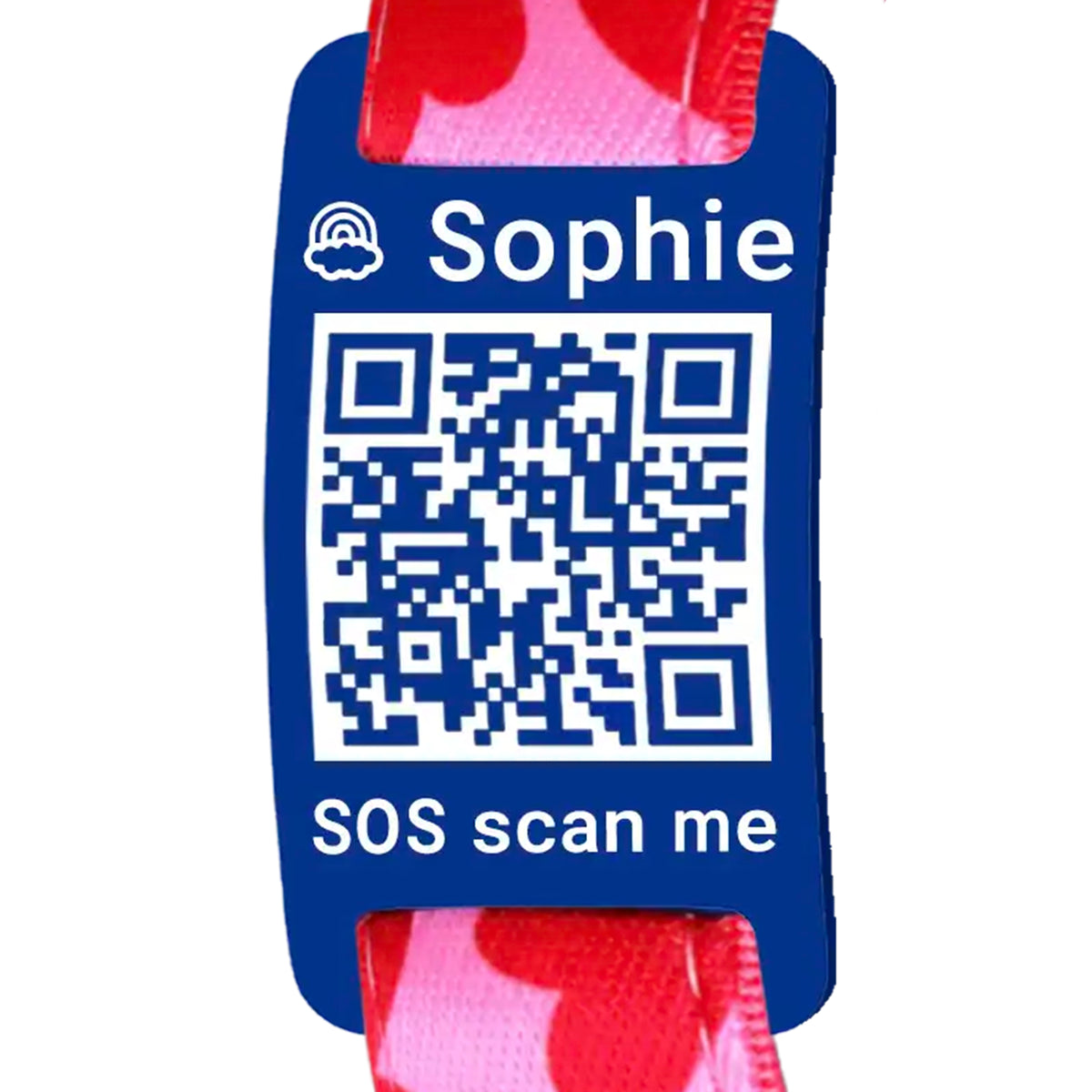 Los aluminium naamplaatje met QR-code en gravering voor ID4all stoffen armband